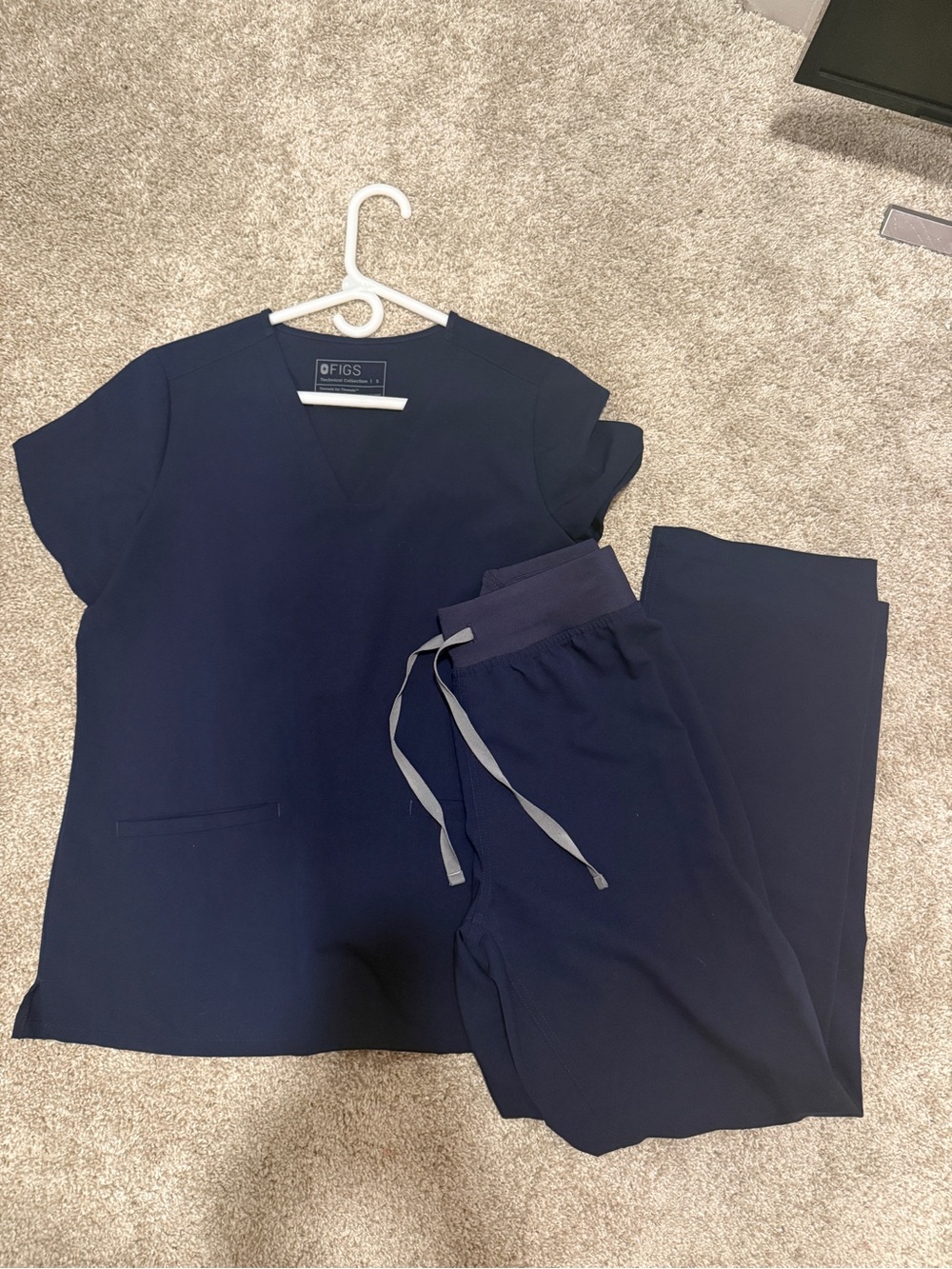 Figs Women's Navy Scrub Top and Jogger Pants